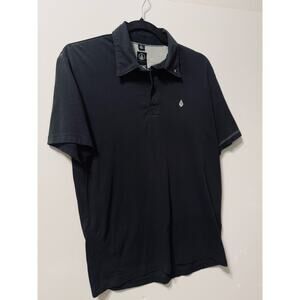 Volcom Polo Collared Black Short Sleeve Casual Y2K Preppy Men's Size Medium